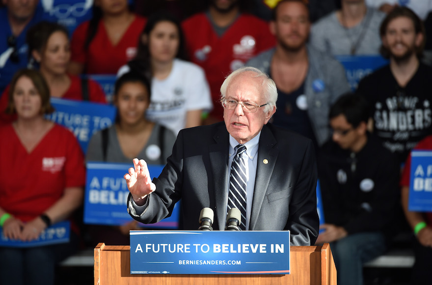 Bernie Sanders giving a concession speech at the Henderson Pavilion in Henderson, Nevada, Feb. 20, 2016. (Ethan Miller/Getty Images)