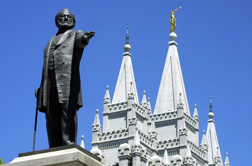 A statue of Brigham Young at the Mormon Temple in Salt Lake City, Utah. (George Frey/AFP/Getty Images)