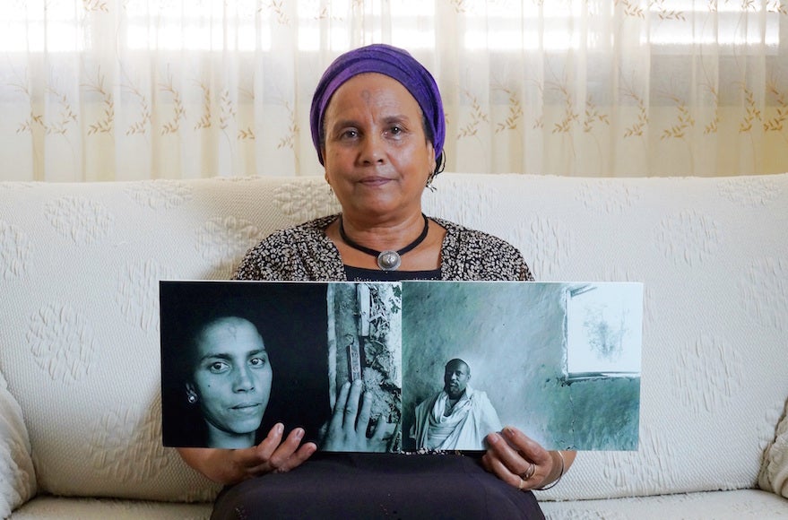 Abeba Brhan with a photo of her late husband Ababa. (Orli Malassa)