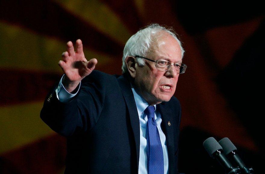 Sen. Bernie Sanders, I-Vt., speaking to a crowd gathered at the Phoenix Convention Center during a campaign rally in Phoenix, Arizona, March 15, 2016. (Ralph Freso/Getty Images)