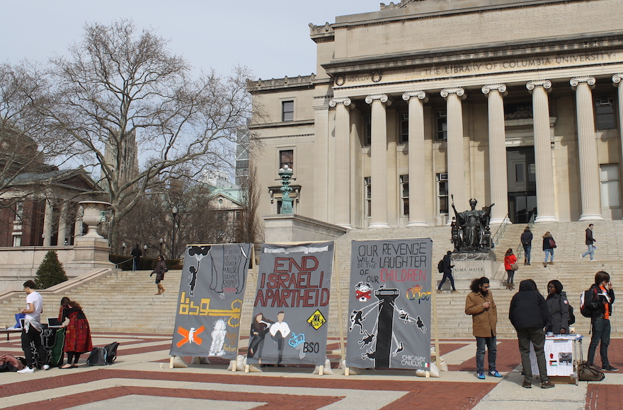 Anti-Israel students at Columbia University erected a mock 