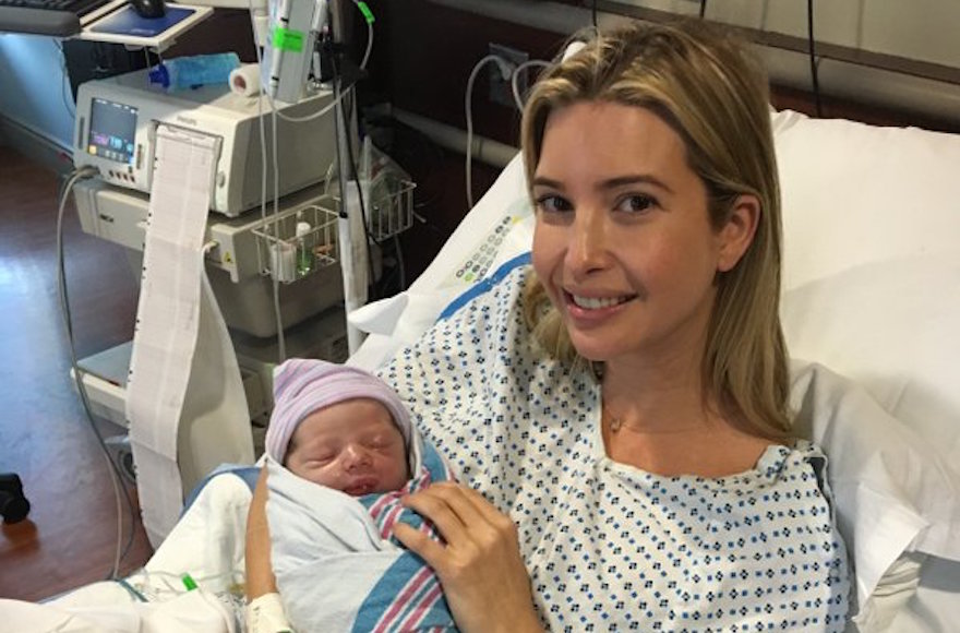 Ivanka Trump posing with her newborn son, Theodore James Kushner, March 28, 2016. (Twitter)