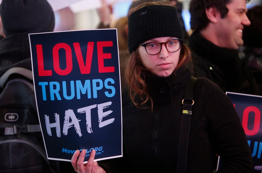 Members of MoveOn.org standing outside the studios of 