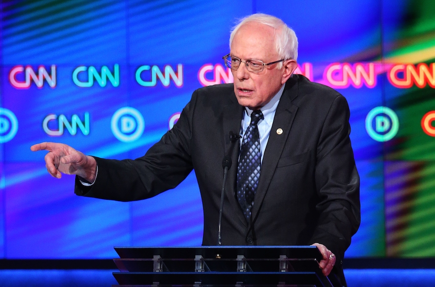 Bernie Sanders speaking during the CNN Democratic Presidential Primary Debate in Flint, Michigan, March 6, 2016. (Scott Olson/Getty Images)