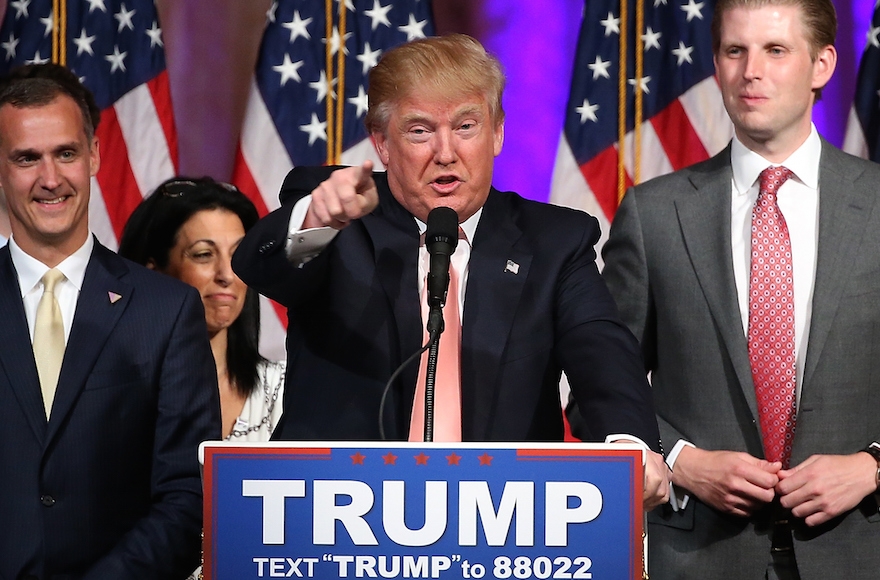 Donald Trump speaking at a primary night press conference in Palm Beach, Fla., March 15, 2016. (Win McNamee/Getty Images)