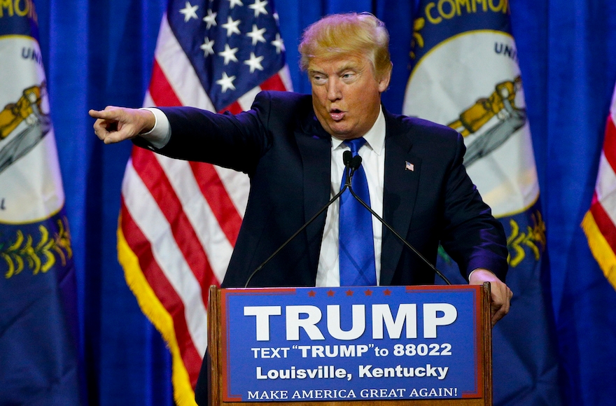 Donald Trump speaking to supporters in Louisville, Kentucky, March 1, 2016. (Mark Cornelison/Lexington Herald-Leader/TNS via Getty Images)