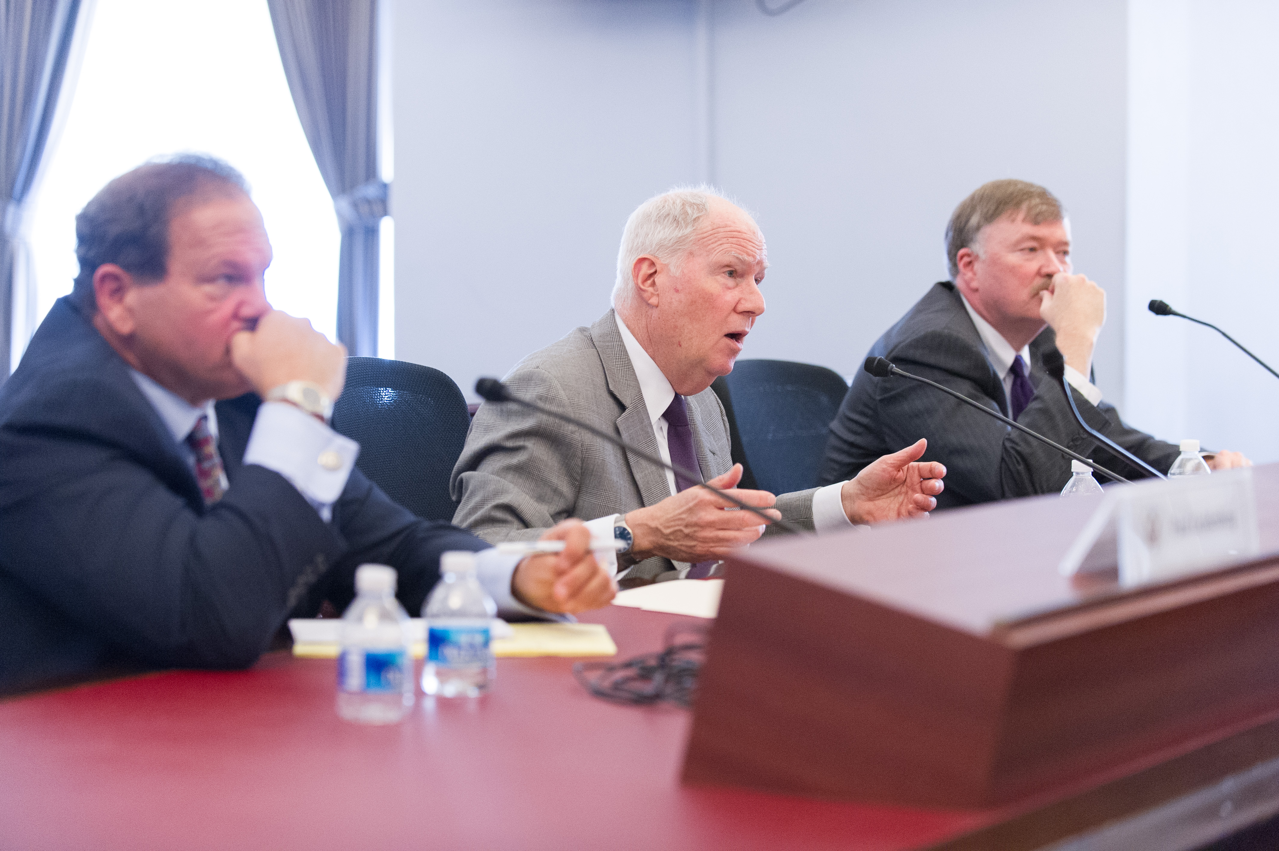 L-R, Paul Goldenberg, Andy Baker and John Farmer testify at a Congressional hearing on anti-Semitism on April 19 2016. (Courtesy U.S. Helsinki Commission)