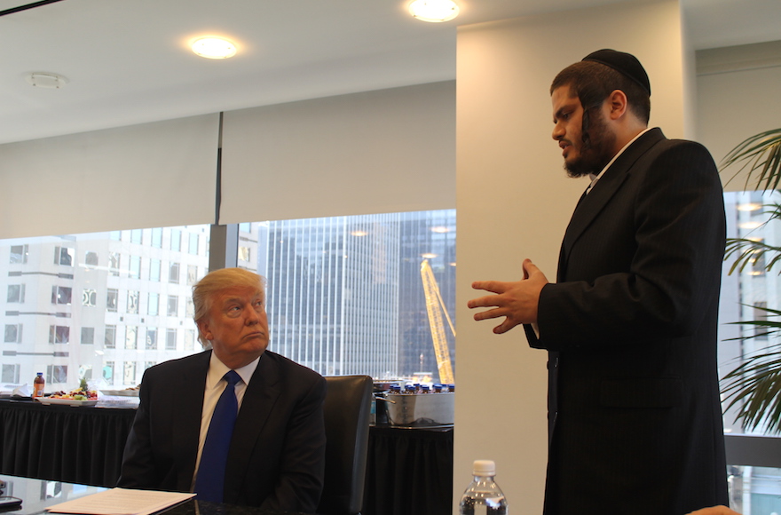 Donald Trump held a 20-minute question-and-answer session with Jewish reporters at his offices at Trump Tower, April 14, 2016. (Uriel Heilman)