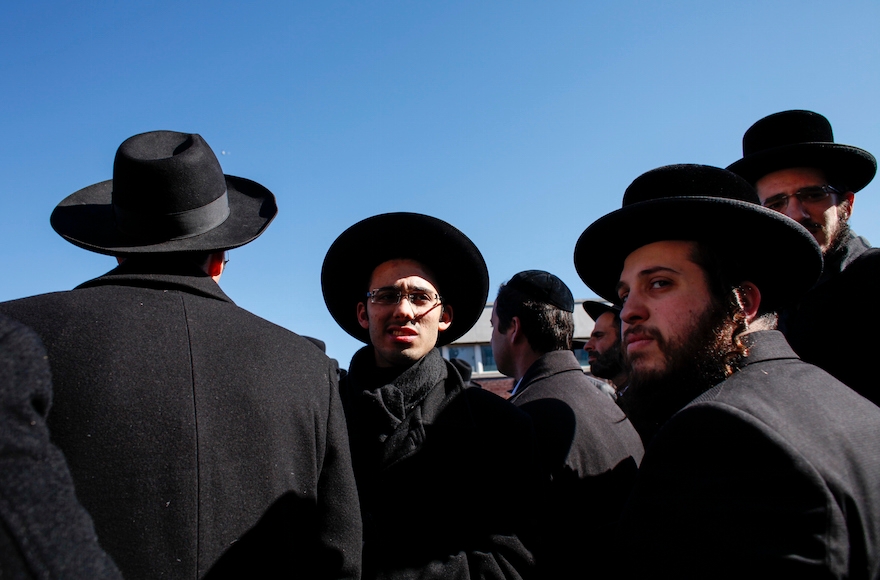 Orthodox Jewish men in Brooklyn, March 22, 2015. (Kena Betancur/Getty Images)