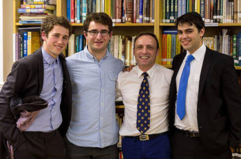 Richard Black, second from left, with friends and classmates at the Oxford Chabad Centre in November 2015. (Charlie Woods) 