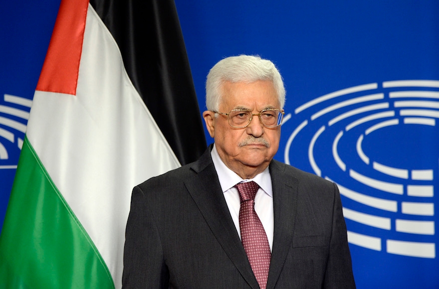 Palestinian Authority President Mahmoud Abbas posing for photographs at the European Parliament in Brussels, June 23, 2016. (Thierry Charlier/AFP/Getty Images)