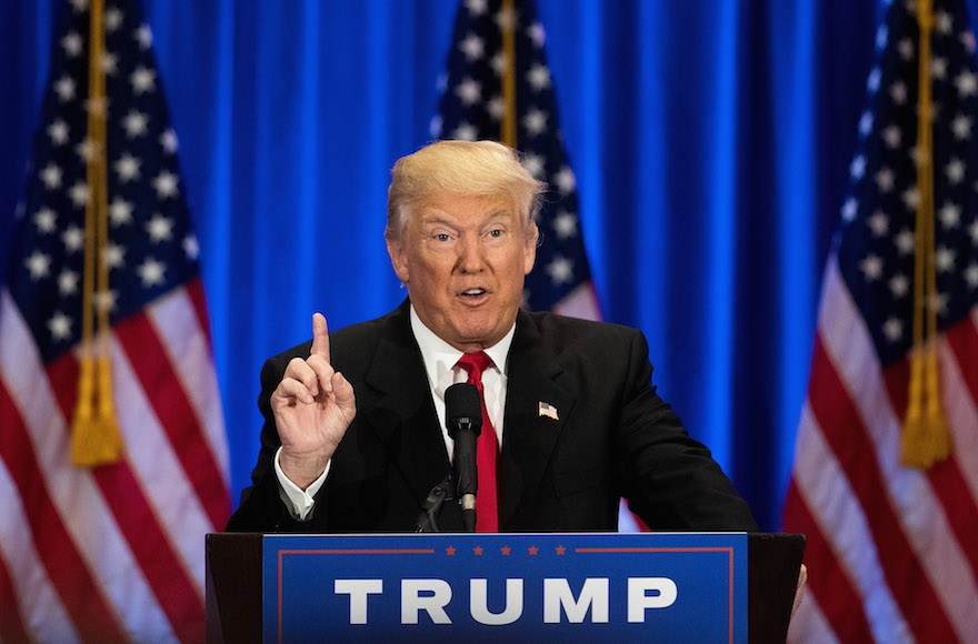 Donald Trump speaking during an event at Trump SoHo Hotel in New York City, June 22, 2016. (Drew Angerer/Getty Images)