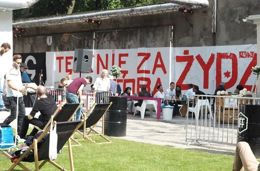 People dining at the Jaffa Israeli restaurant in Lodz, Poland, June 11, 2016. (Courtesy of Rafal Betlejewski)