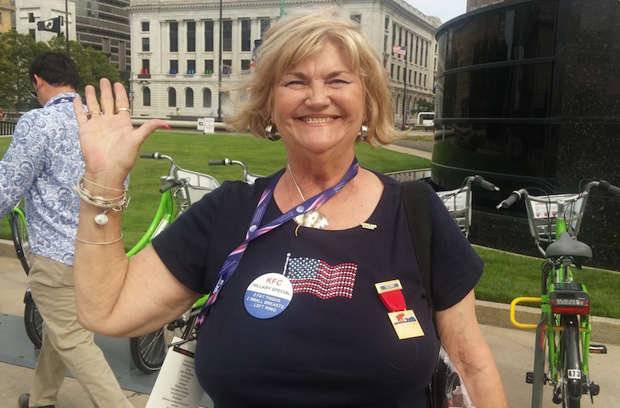 Judy Jackman, a member of Christians United for Israel from Texas, appreciates Trump's honesty and outsider status. (Ben Sales)