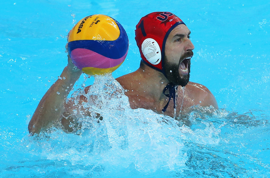 KAZAN, RUSSIA - JULY 27: Merrill Moses of the United States gives instructions in the Men's Water Polo Preliminary Round group B match between United States and Russia on day three of the 16th FINA World Championships at the Water Polo Arena on July 27, 2015 in Kazan, Russia. (Photo by Streeter Lecka/Getty Images)