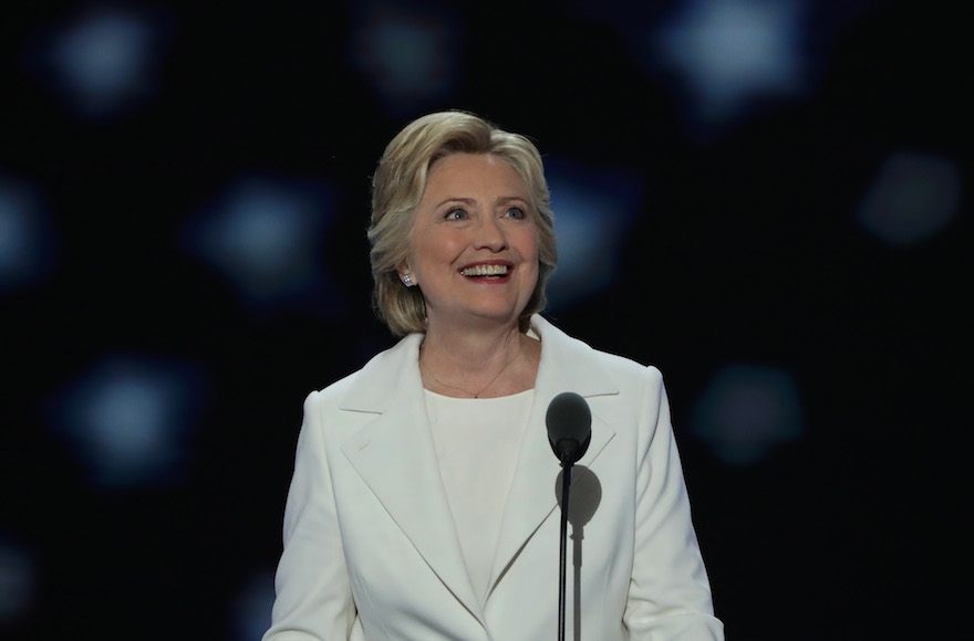 Hillary Clinton speaking on the fourth day of the Democratic National Convention at the Wells Fargo Center in Philadelphia, July 28, 2016. (Alex Wong/Getty Images)