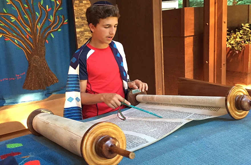 Alex Schapiro studying for his Bar Mitzva at the Spanish Synagogue of PRague in 2016. (Photo courtesy of Andrew H. Schapiro.