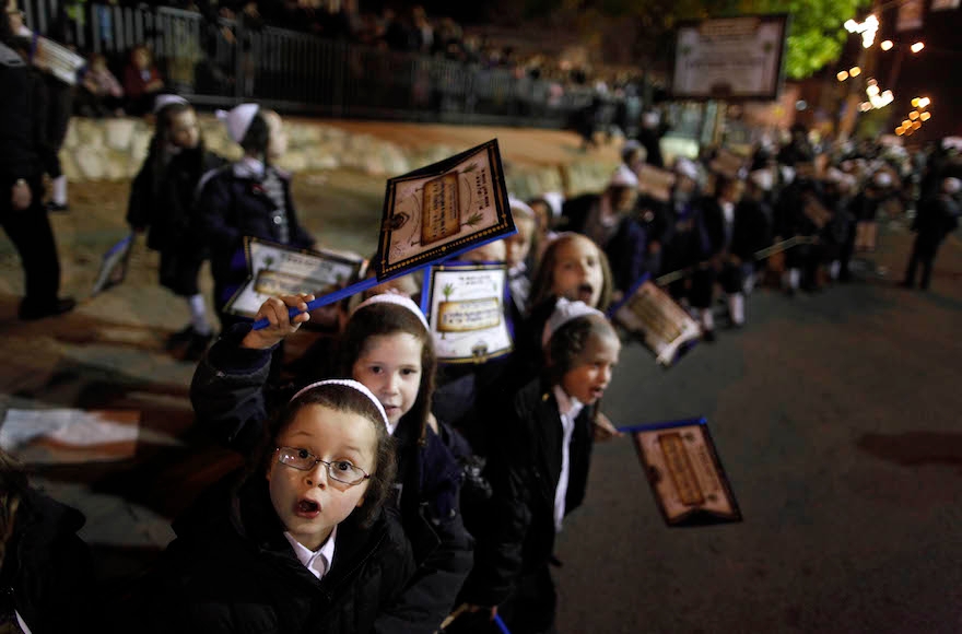 Ultra-Orthodox Jewish children of the Satmar Hasidic group headed by Rabbi Zalman Leib Teitelbaum of Williamsburg gathering in Mea Shearim in Jerusalem, Israel, Jan. 20, 2013. (Lior Mizrahi/Getty Images)