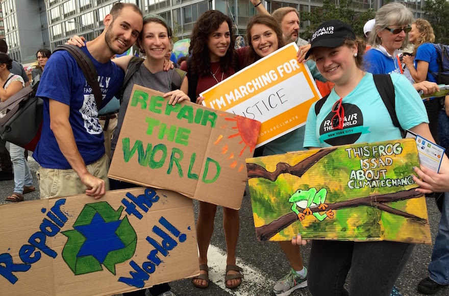 Repair the World Fellows marching against climate change in New York City.
