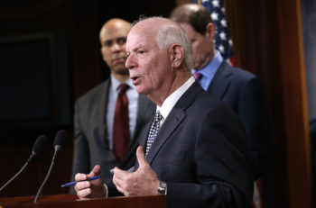 Sen. Ben Cardin speaking during a press conference at the U.S. Capitol in Washington, D.C. introducing the Iran Policy Oversight Act of 2015, Oct. 1, 2015. (Win McNamee/Getty Images)
