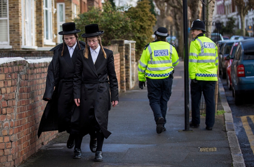 Haredi Orthodox men walking along the street in the Stamford Hill area of London, Jan. 17, 2015. (Rob Stothard/Getty Images)