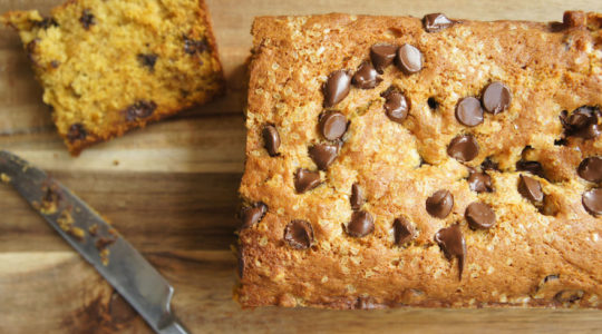 Pumpkin banana chocolate chip bread