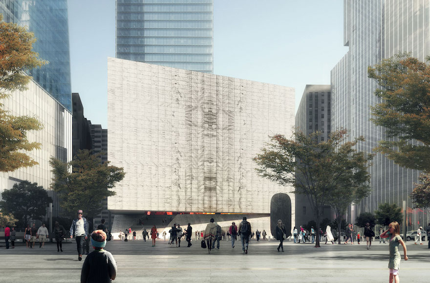 A rendering of a 90,000-square-foot performing arts center to be built at the site of the Sept. 11 attacks in Manhattan. (Credit: REX) 