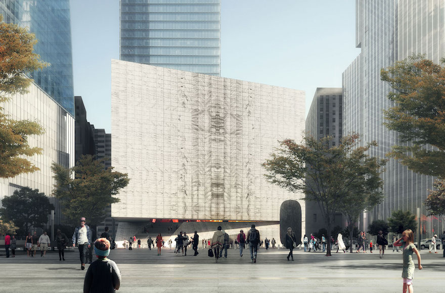 A rendering of a 90,000-square-foot performing arts center to be built at the site of the Sept. 11 attacks in Manhattan. (Credit: REX)