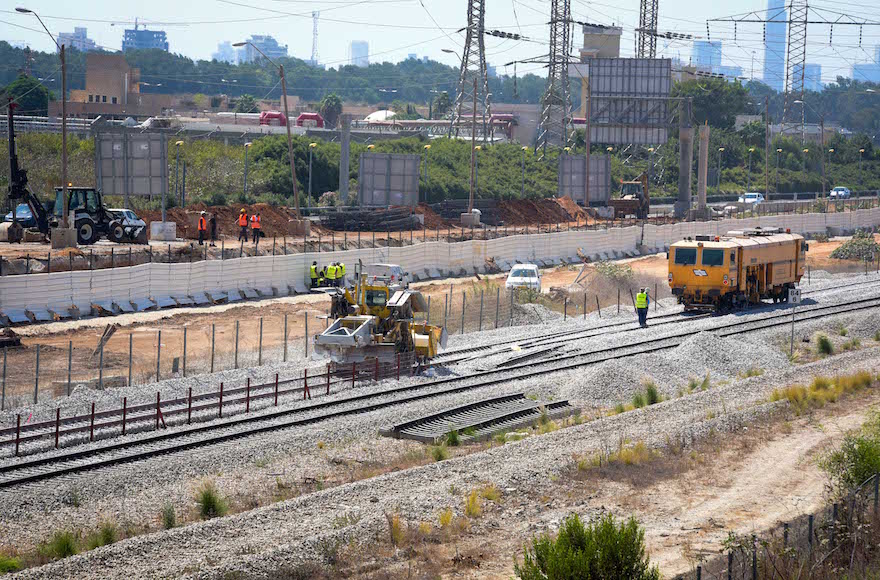 View of the infrastructure work of the Israel Railways at the Herzliya Railway Station, Sept. 4, 2016. (Avi Dishi/Flash90)
