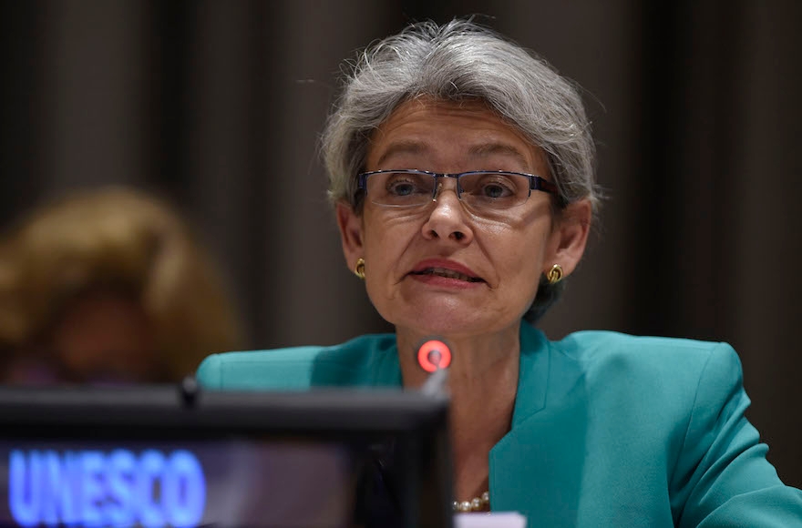 UNESCO Director General Irina Bokova speaking in New York City, Sept. 18, 2016. (Riccardo Savi/Getty Images for International Commission on Financing Global Education Opportunity)