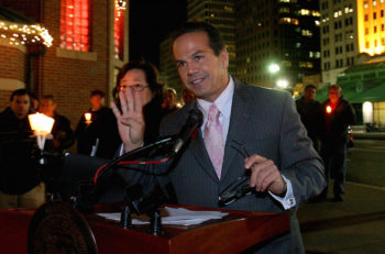 David N. Cicilline speaking in front of the Providence's Skating Rink, in Providence, R.I., Dec. 1, 2009. (Jim Rogash/Getty Images for (RED))