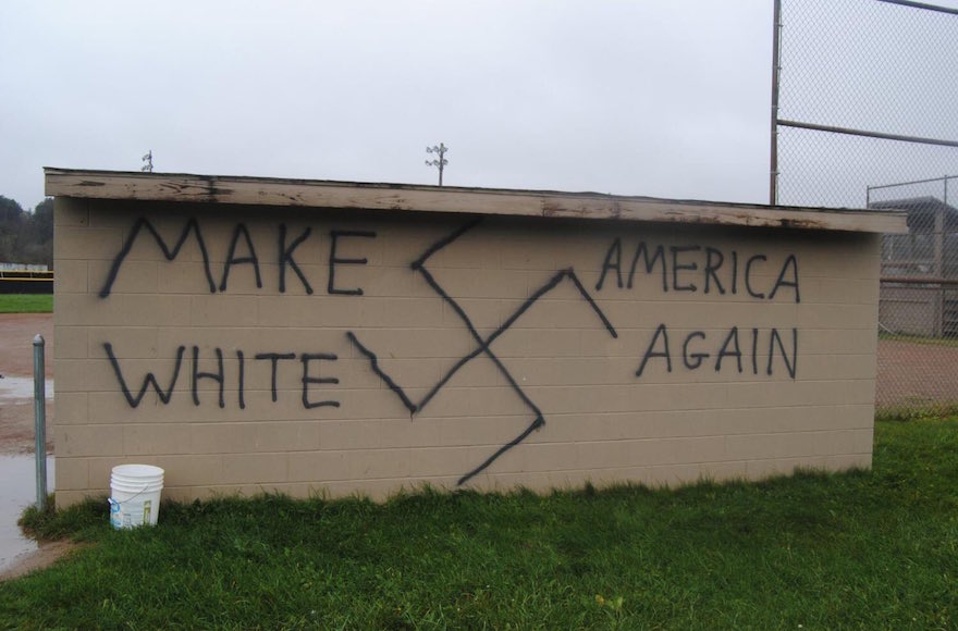 Nazi-themed graffiti was found in the town of Wellsville, New York, the same day Donald Trump won the presidential election, Nov. 9, 2016. (Twitter)