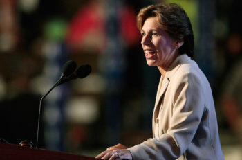 Randi Weingarten, president of American Federation of Teachers, speaking at the Democratic National Convention, in Denver, Co., Aug. 25, 2008. (Win McNamee/Getty Images)