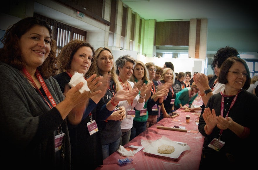 The Greek delegation of the Jewish Women's Renaissance Project baking challahs in Jerusalem in 2015. (Courtesy of Jewish Women's Renaissance Project)