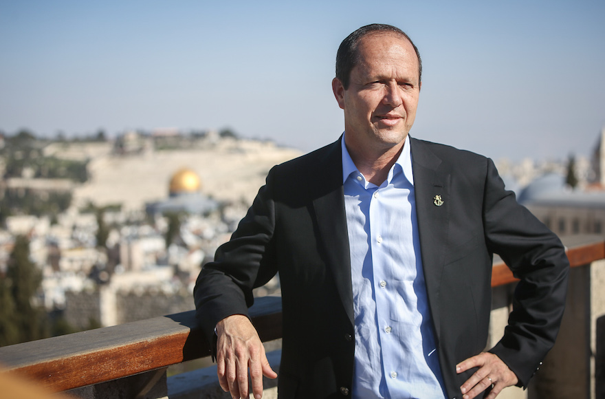 Jerusalem Mayor Nir Barkat during a press conference for the 2016 Jerusalem marathon in Jerusalem, March 1, 2016. (Yonatan Sindel/Flash90