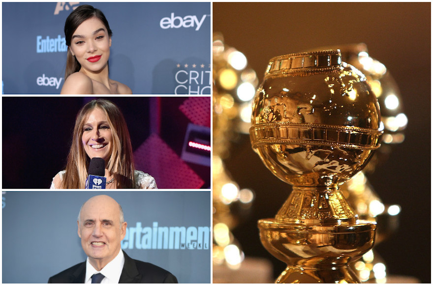 Top left, clockwise: Haile Steinfeld, Golden Globes statuette, Jeffrey Tambor, Sarah Jessica Parker (Steinfeld photo: Christopher Polk/Getty Images for The Critics' Choice Awards; statuette photo: Frazer Harrison/Getty Images; Tambor photo: Christopher Polk/Getty Images for The Critics' Choice Awards; Parker photo: Mike Coppola/Getty Images for iHeart)