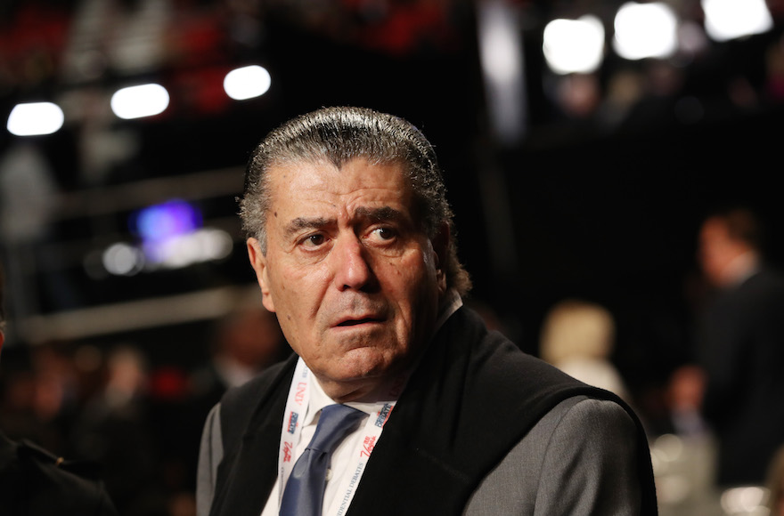 Haim Saban arriving before the start of the third U.S. presidential debate at the Thomas & Mack Center in Las Vegas, Nev., Oct. 19, 2016. (Drew Angerer/Getty Images) 