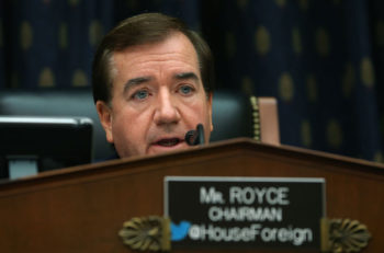Chairman Ed Royce, R-CA, participating in a House Foreign Affairs Committee hearing on Capitol Hill, in Washington, D.C., Nov. 4, 2015. (Mark Wilson/Getty Images)