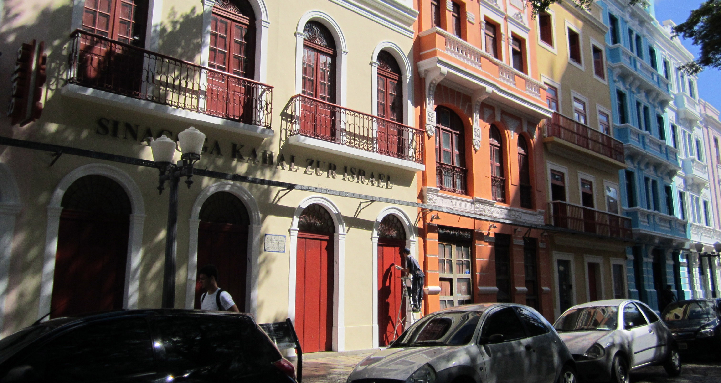 The facade of the Kahal Zur synagogue, Recife, Brazil