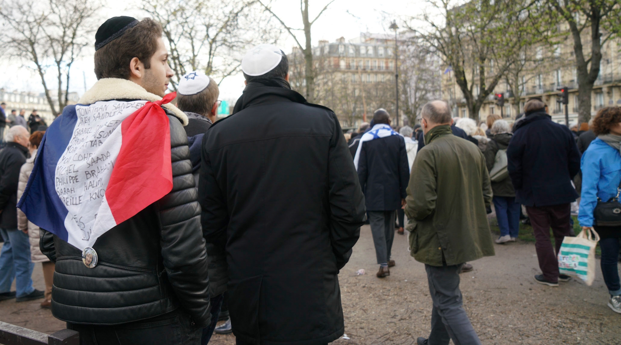 French Jews at a march protestic anti-Semitic violence in Paris, France on March 28, 2018. (Cnaan Liphshiz)