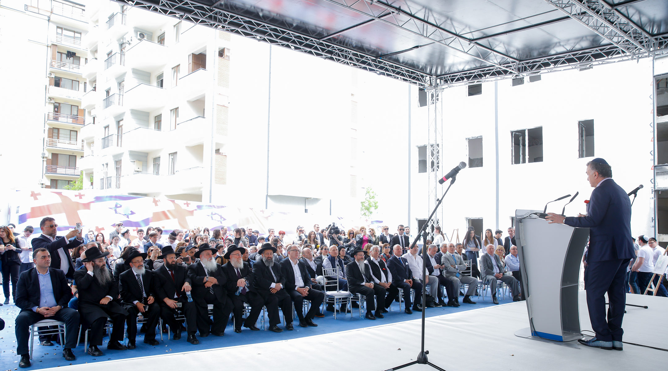 Michael Mirilashvili attending the opening of a new educational complex in Tblisi, Georgia on April 28. (Courtesy of the Euro-Asian Jewish Congress)