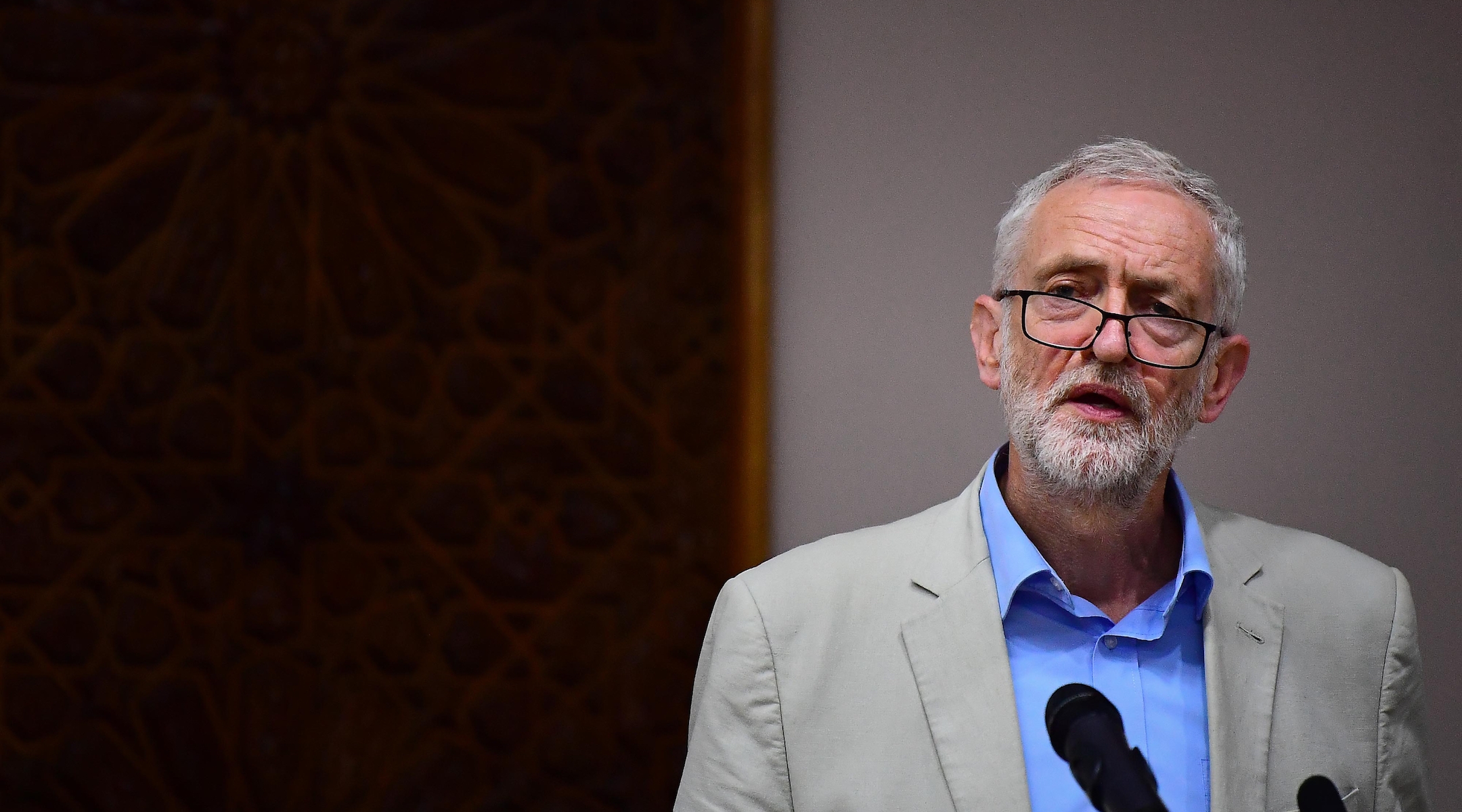 Labour former leader Jeremy Corbyn, show speaking at a London mosque in May 2019, wrote an email to party members saying anti-Semitism must be driven out of the movement. (Victoria Jones/PA Images via Getty Images)