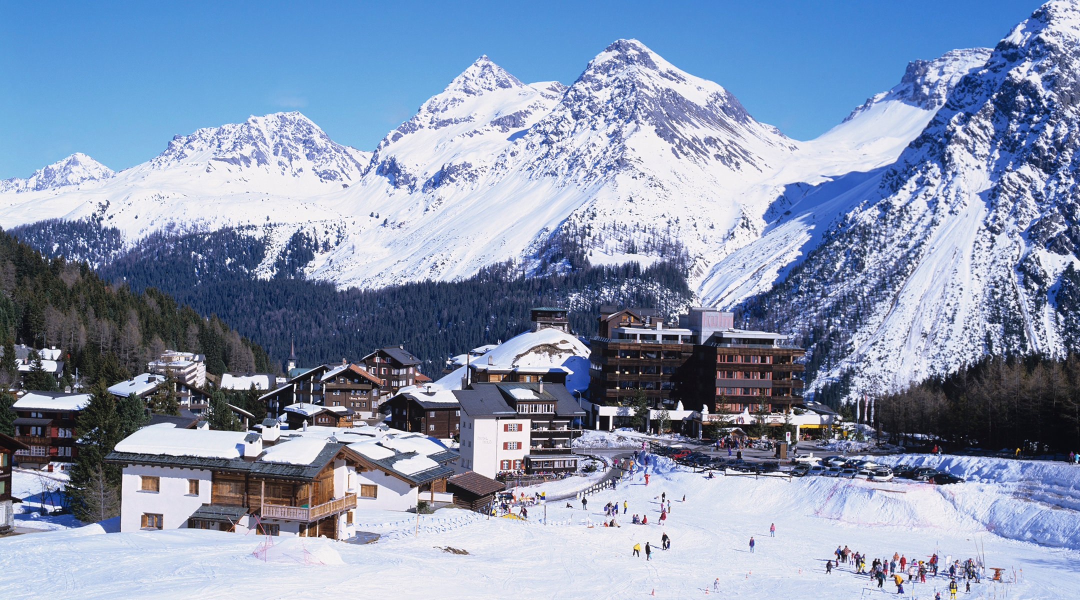 Skiers outside Arosa, Switzerlandin 2015. (Eye Ubiquitous/Universal Images Group via Getty Images)