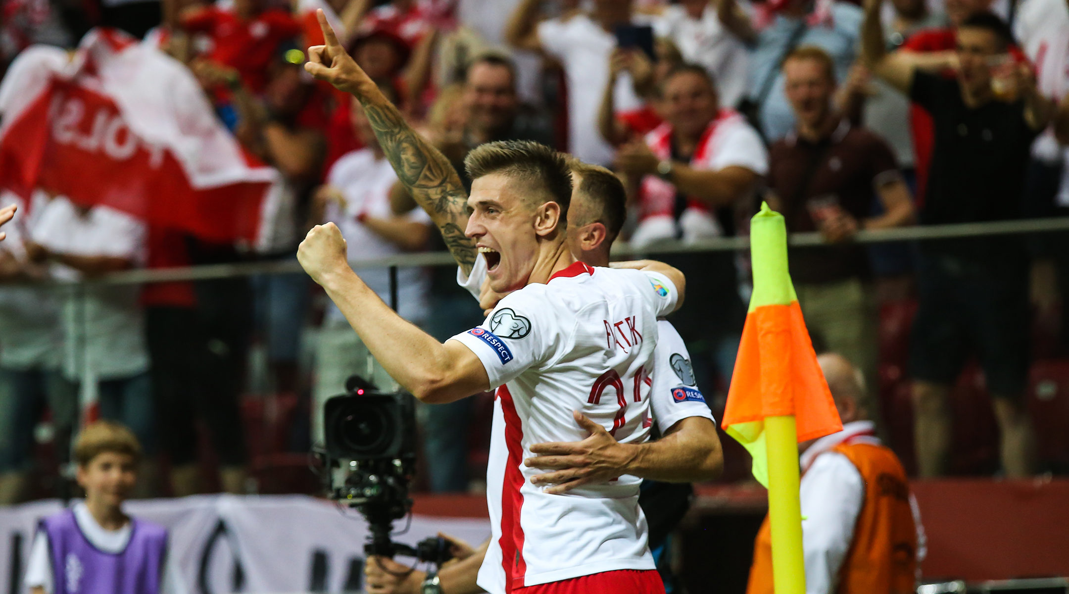 Poland's forward, Kamil Grosicki, celebrates scoring during the UEFA Euro 2020 qualifier match Poland against Israel on June 10, 2019 in Warsaw, Poland. (Photo by Foto Olimpik/NurPhoto via Getty Images)