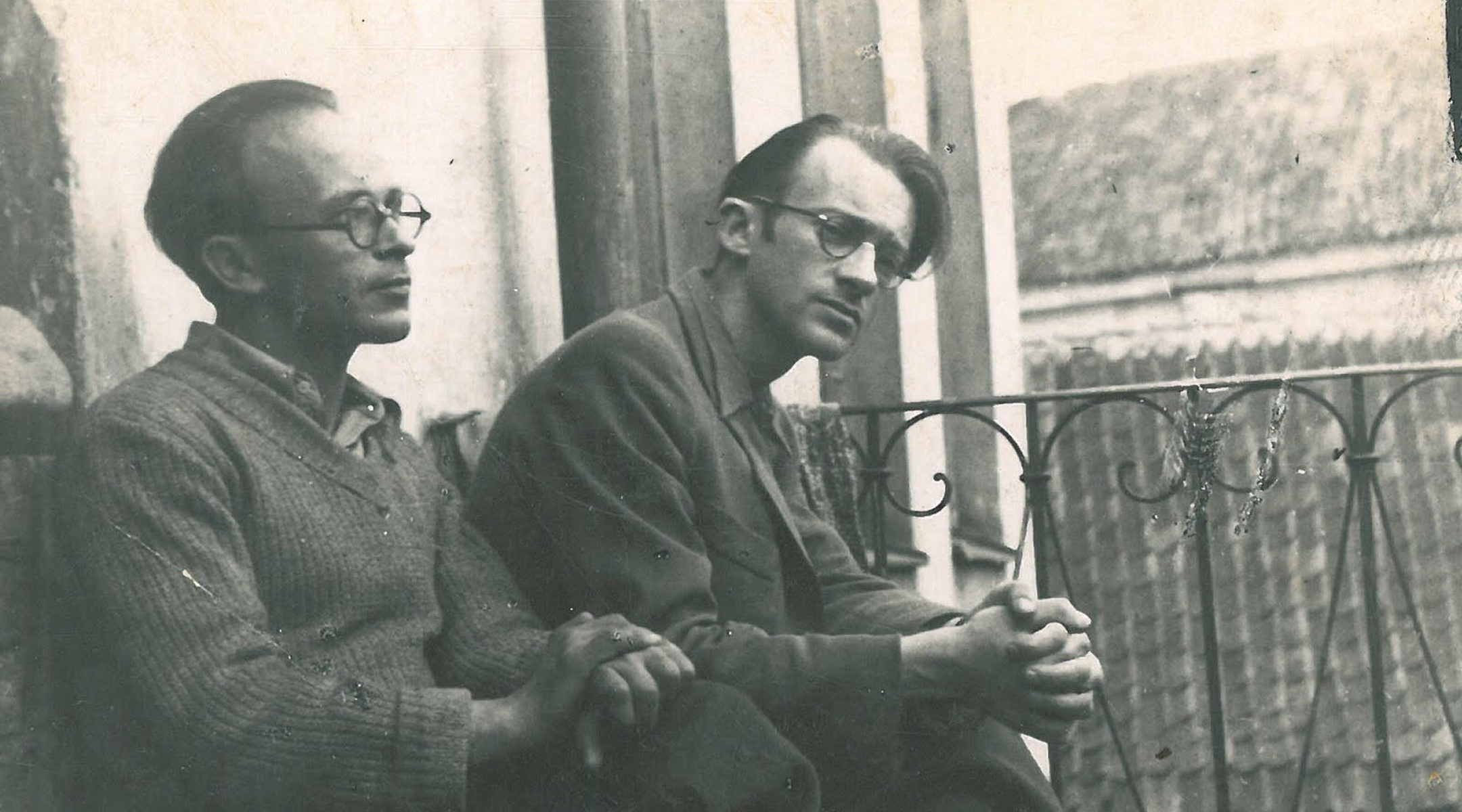 Abraham Sutzkever, right, before World War II in Vilnius, Lithuania. (Courtesy photo)