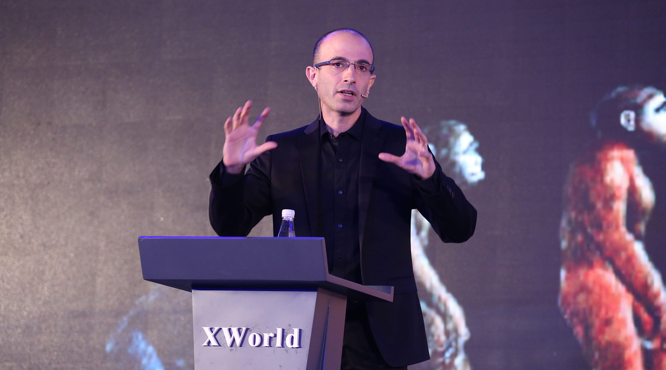 Israeli historian Yuval Noah Harari lecturing at conference in Beijing, China on July 6, 2017. (VCG/VCG via Getty Images)