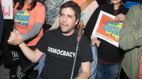 Ady Barkan attends the Los Angeles Supports a Dream Act Now! protest at the office of California Senator Dianne Feinstein on January 3, 2018 in Los Angeles, California. (Gabriel Olsen/Getty Images)