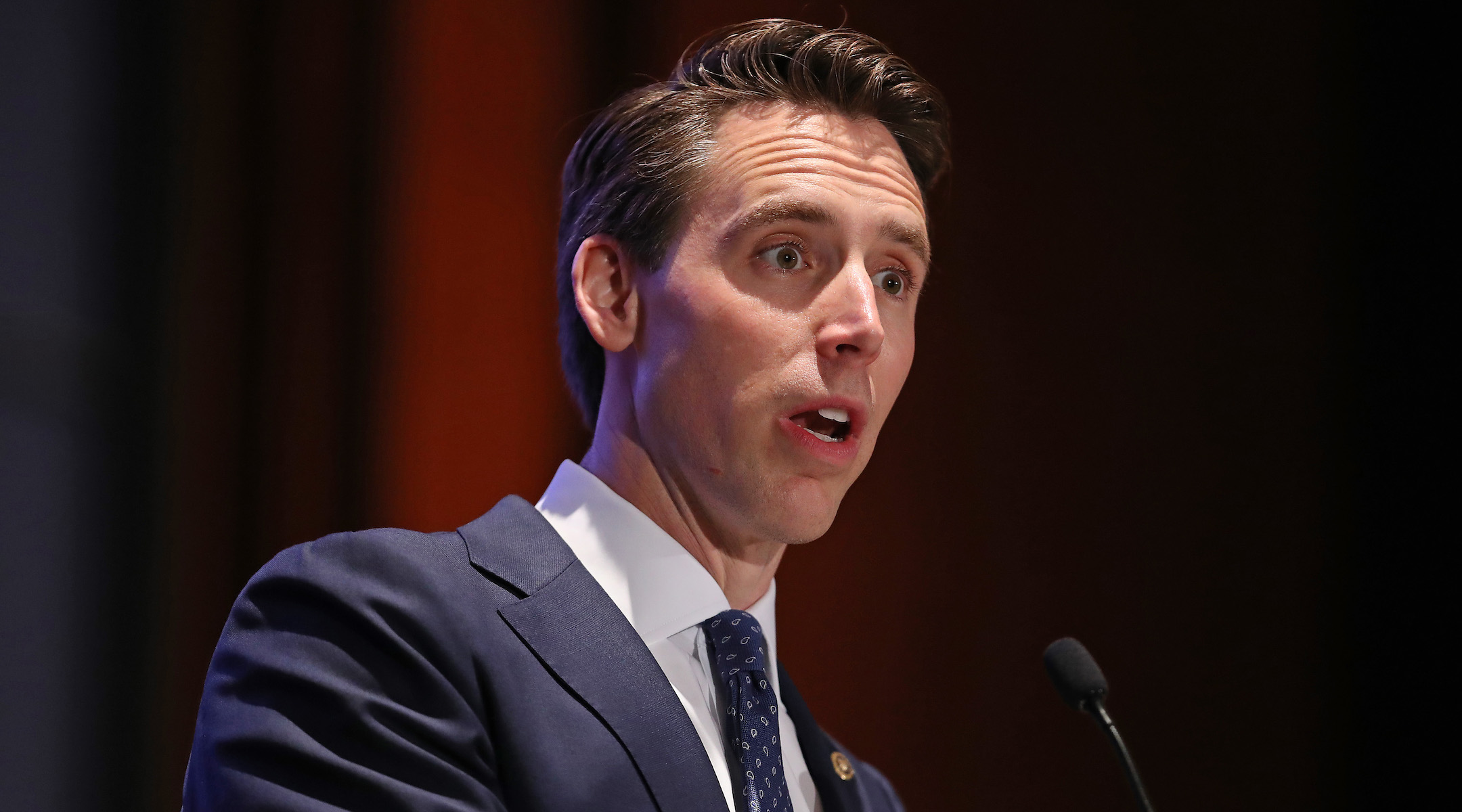 Sen. Josh Hawley (R-MO) addresses the Faith and Freedom Coalition's Road to Majority Policy Conference in Washington, DC on June 27, 2019. (Chip Somodevilla/Getty Images)