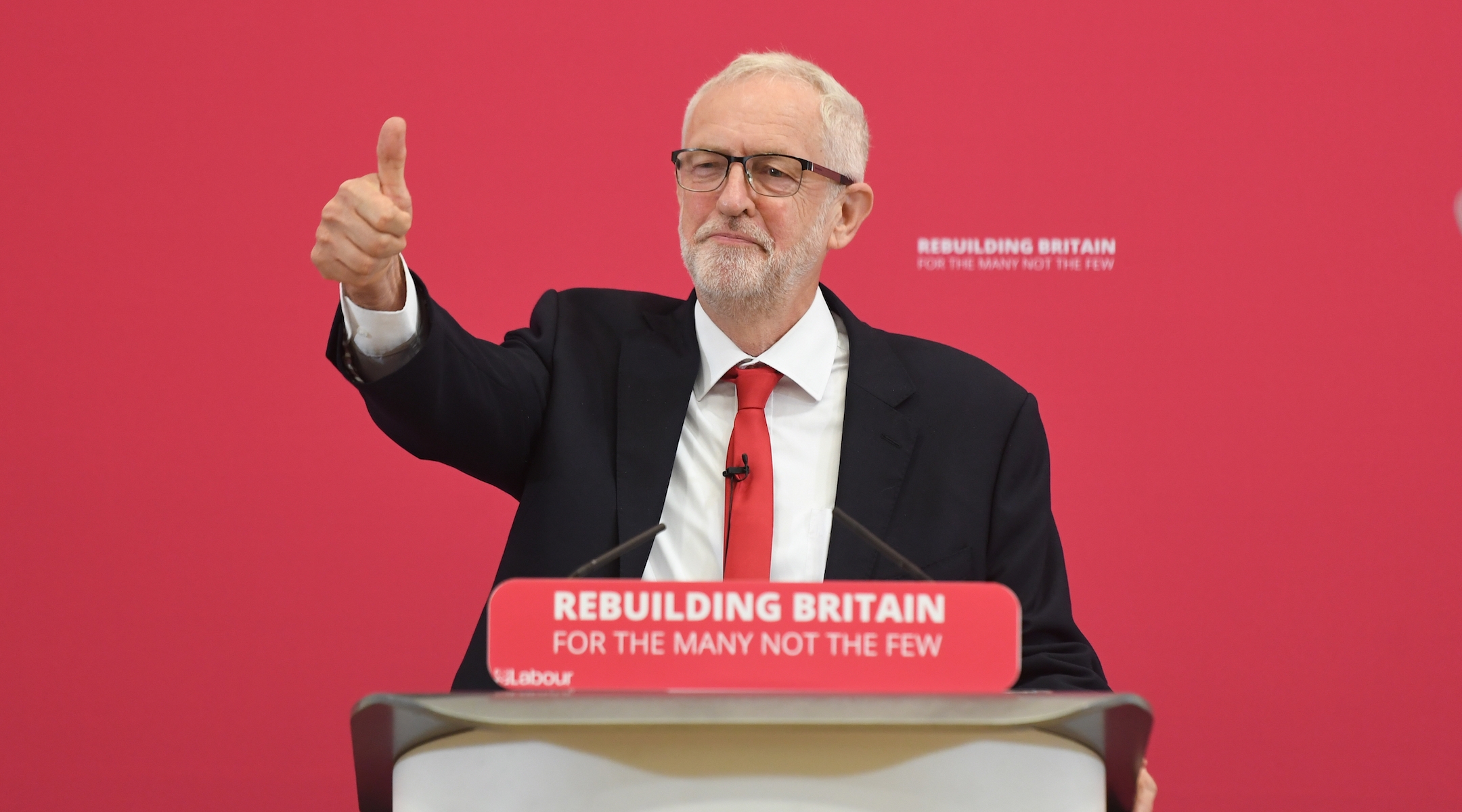 Labour leader Jeremy Corbyn, shown making a speech during a visit to Pen Green Children's Centre in Corby, England, Aug. 19, 2019, has been accused of allowing anti-Semitism in his party. (Joe Giddens/PA Images via Getty Images)