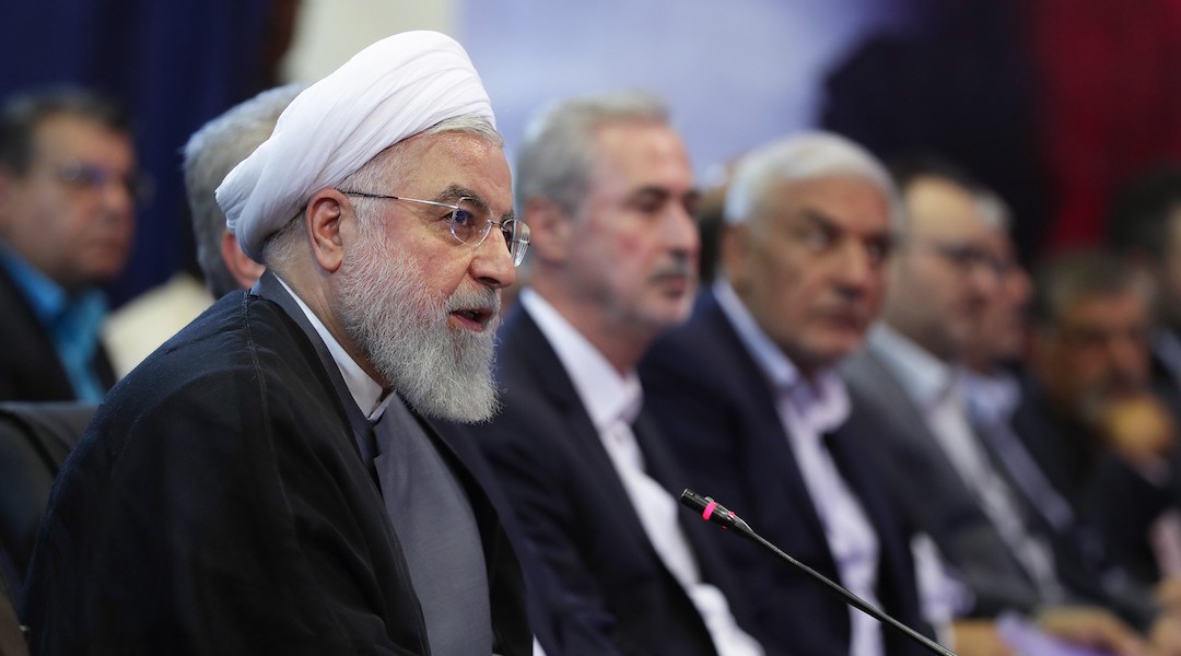 Iranian President Hassan Rouhani delivers a speech at a ceremony in Tabriz, Iran, Aug. 1, 2019. (Presidency of Iran/Handout/Anadolu Agency via Getty Images)